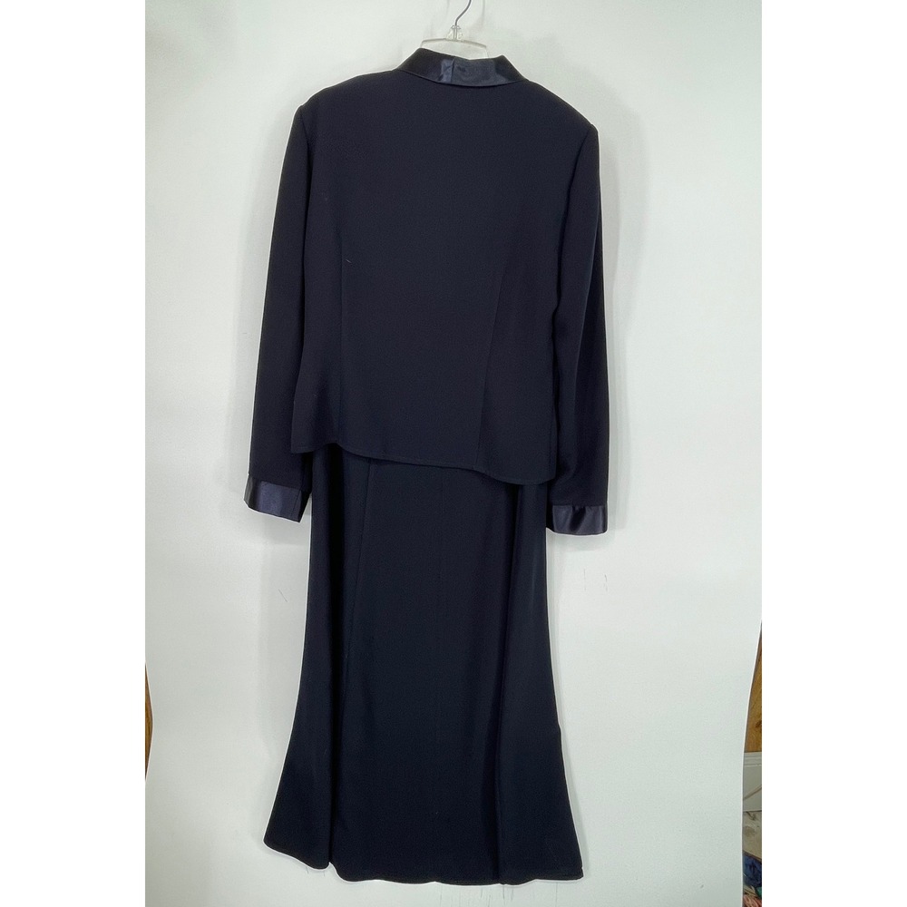 NOS Danny & Nicole Womens Dress Set 12 2pc Navy Blue Satin Trim Formal Maxi Set - Picture 8 of 16